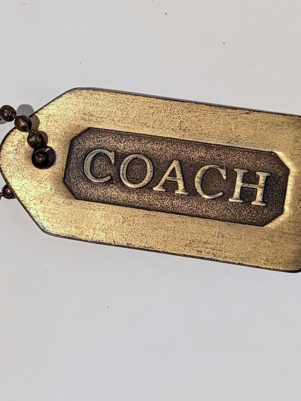 VTG COACH Fob Brass TONE Metal Charm Hangtag Keychain